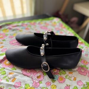 CL by Laundry Black Flats with Silver Accents